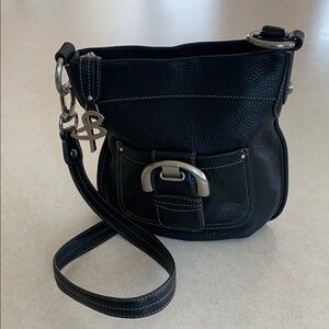 B Makowsky Black Leather Crossbody Bag